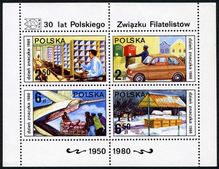 (1980-056) Блок марок Польша &quot;Почта&quot;    День почтовой марки III Θ