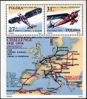 (1982-017) Блок Польша "Монопланы"    50-летие победы в полетах Challenge Trophy II Θ
