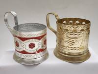 Подстаканники металл эмаль 2 штуки СССР