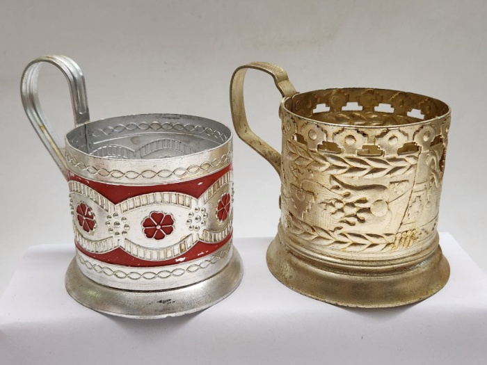 Подстаканники металл эмаль 2 штуки СССР