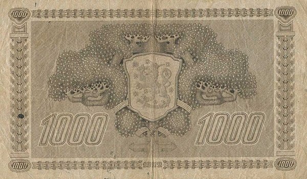 (,) Банкнота Финляндия 1922 год 1 000 марок    UNC