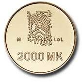 (№1995km79) Монета Финляндия 1995 год 2,000 Markkaa (50 лет мира)