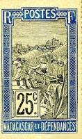 (№1916P-11) Банкнота Мадагаскар 1916 год "0.25 Franc"
