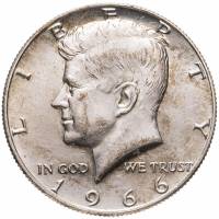 1966 Монета США 1966 год 50 центов 2. Серебро, 400 Кеннеди Серебро Ag 400  XF