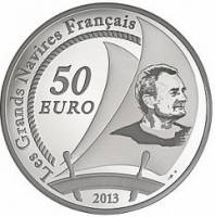 (№2013km2105) Монета Франция 2013 год 50 Euro (Великие Французские Корабли -Ручка Duick)