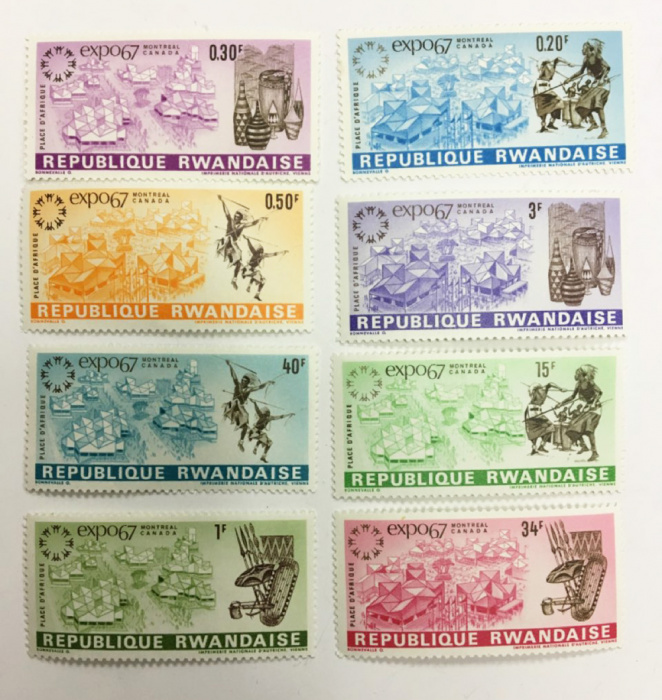 (--) Набор марок Руанда &quot;8 шт.&quot;  Негашеные  , III O