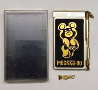 Блокнот с ручкой металлический Олимпийский мишка СССР в пластиковой коробке