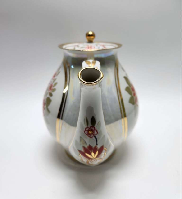 Чайник заварочный доливной фарфор перламутр