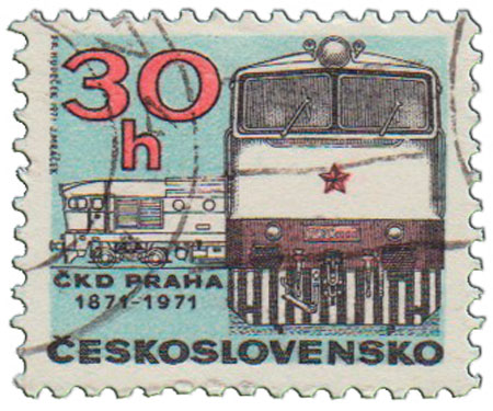 (1971-042) Марка Чехословакия &quot;Тепловоз&quot;    100 лет машиностроительному заводу в Праге III Θ