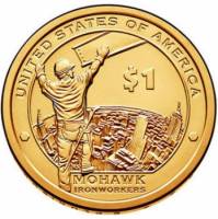 (2015d) Монета США 2015 год 1 доллар "Строители Нью-Йорка"  Сакагавея Латунь  UNC