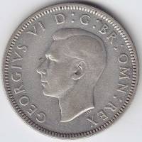 (1945) Монета Великобритания 1945 год 1 шиллинг "Георг VI"  Шотландский герб Серебро Ag 500  XF