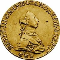 (1762, СПБ) Монета Россия-Финдяндия 1762 год 10 рублей   Золото Au 917  XF