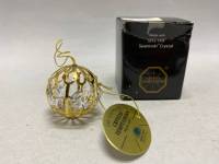 Сувенир шар диаметр 3,5 см металл покрытый золотом 24К, крислалы Сваровски США