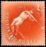 (1952-036) Марка Венгрия "Метание молота"    Летние Олимпийские игры 1952, Хельсинки III Θ