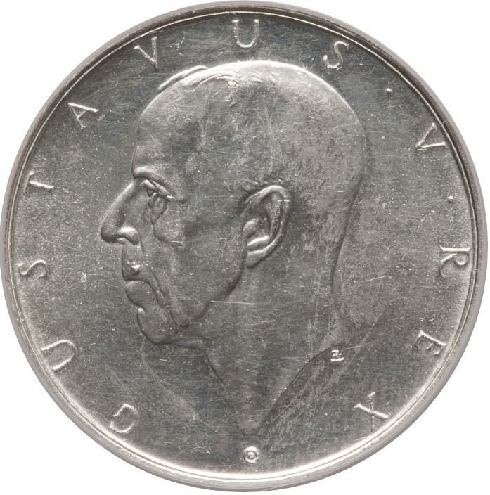 (1938) Монета Швеция 1938 год 2 кроны &quot;Шведские поселения в Делавере 300 лет&quot;  Серебро Ag 800  XF