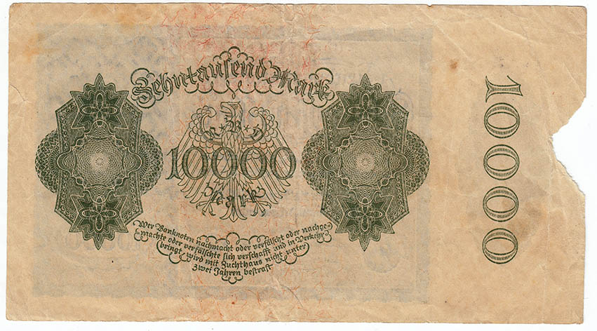 () Банкнота Германия (Веймар) 1922 год 10 000  &quot;&quot;   F