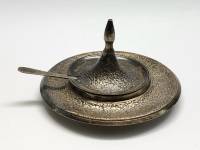 Икорница масленка паштетница Индия для СССР мельхиор 15 х 10 см