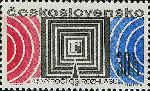 (1968-018) Марка Чехословакия &quot;Радио&quot; ,  III O