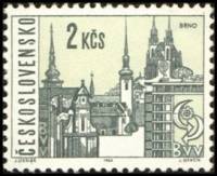 (1965-079) Марка Чехословакия "Брно" Бумага простая    Чехословацкие города (Стандартный выпуск) II 
