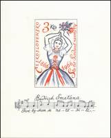 (1966-012) Блок Чехословакия "Девушка в народном костюме"    100-летие Оперы "Проданная невеста" I Θ
