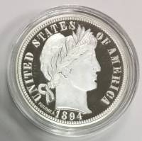 Реплика Монета США 1894 год 1 дайм Дайм Барбера  Серебрение  PROOF