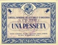 (№1936P-1) Банкнота Андорра 1936 год "1 Pesseta"