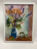 Картина интерьерная масло натюрморт в рамме 33*43 см