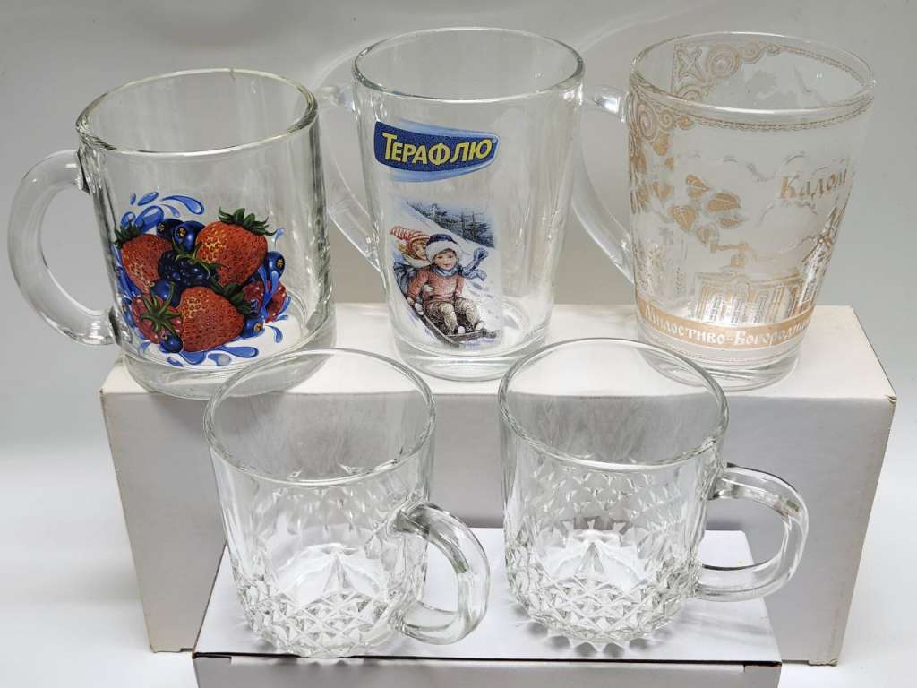 Кружки чашки чайные 12 штук стекло разные