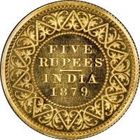 (№1879km494) Монета Индия 1879 год 5 Rupees (Пруф-Лайк Оттиск)