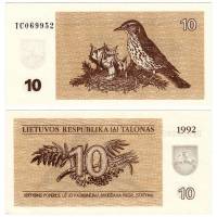 (1992) Банкнота Литва 1992 год 10 талонов "Кукушка"   UNC
