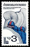 (1980-006) Марка Чехословакия "Бобслей"    Зимние ОИ 1980, Лейк Плейсид II Θ