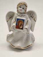 Статуэтка Ангел с иконой Богородицы фарфор высота 11,5 см