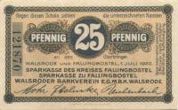 (№1920) Банкнота Германия 1920 год "25 Pfennig"