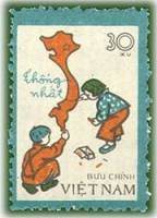 (1977-056) Марка Вьетнам "Рисующие дети"  голубая  Карта Объединенного Вьетнама III Θ