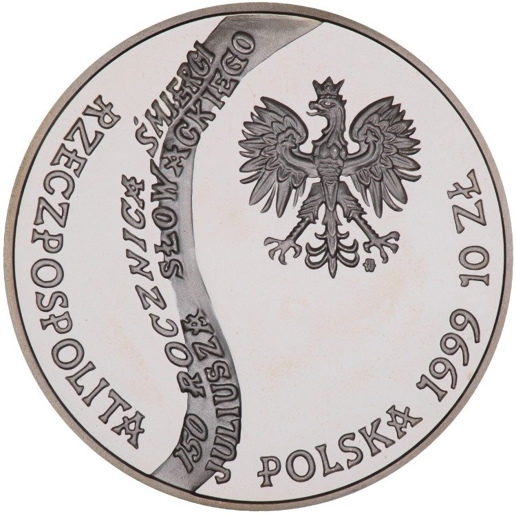 (1999) Монета Польша 1999 год 10 злотых &quot;Юлиуш Словацкий&quot;  Серебро Ag 925  PROOF