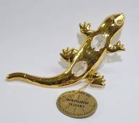 Сувенир Ящерица 11*6,5 см  металл покрытие золото 24 к. кристаллы Сваровски США  новый