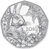 (035, Ag) Монета Австрия 2019 год 5 евро "Весеннее пробуждение"  Серебро Ag 800  UNC