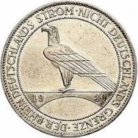 (1930a) Монета Германия (Веймар) 1930 год 5 марок   Освобождение Рейнланда Серебро Ag 500  UNC
