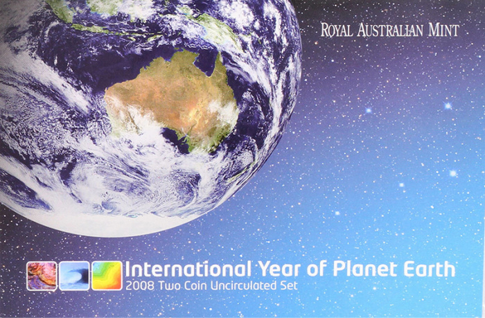 (2008, 2 монеты) Набор монет Австралия 2008 год &quot;Год планеты Земля&quot;  Буклет