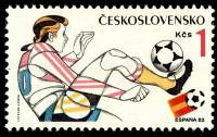 (1982-002) Марка Чехословакия "Мяч на ноге"    ЧМ по футболу 1982 Испания II Θ