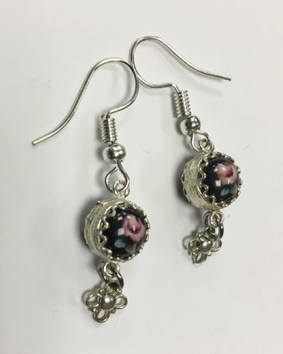 Серьги "Финифть", серебрение (сост. на фото)