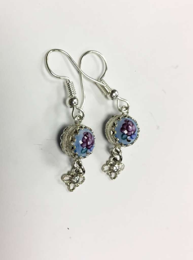 Серьги "Финифть", серебрение (сост. на фото)