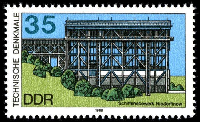 (1988-078) Марка Германия (ГДР) &quot;Подъемный мост, Нидерфинов&quot;    Мосты II Θ