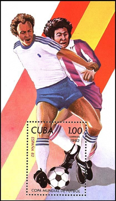 (1982-008) Блок марок  Куба &quot;Футболисты&quot;    Чемпионат мира по футболу 1982 Испания I Θ