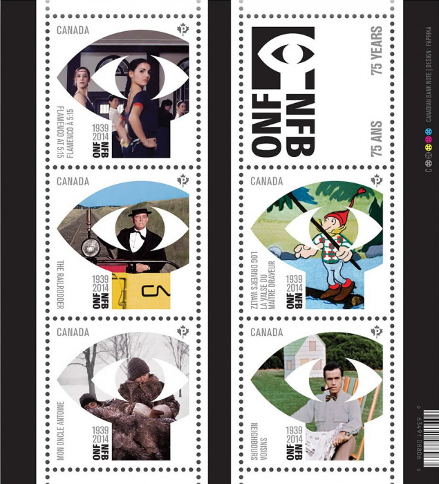 (№2014-189) Блок марок Канада 2014 год &quot;75-летию Национального Совет по кинематографии МС&quot;, Гашеный
