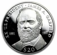 (№2000km887) Монета Либерия 2000 год 20 Dollars (20-й президент США Джеймс А. Гарфилд)