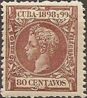 (№129) Марка Куба 1898 год "Король Альфонсо XIII", Гашеная
