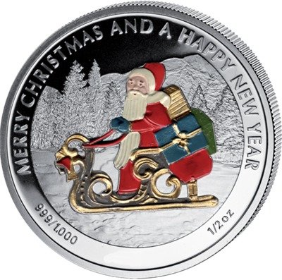 (№2011km1003) Монета Либерия 2011 год 2 Dollars (Дед Мороз на санках)