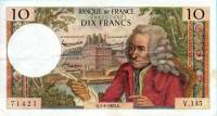 (№1965P-147a.5) Банкнота Франция 1965 год "10 Francs" (Подписи: G)