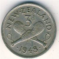 (№1948km15) Монета Новая Зеландия 1948 год 3 Pence
